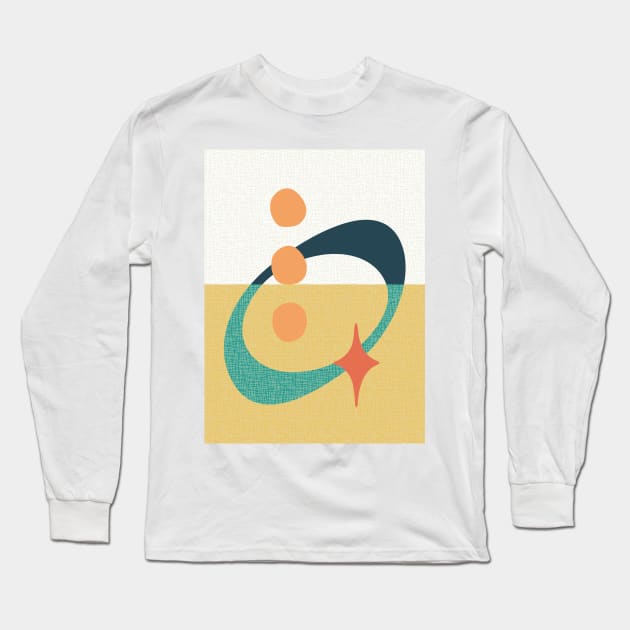 Mid Century Atomic Abstract Yellow, Teal, Orange Long Sleeve T-Shirt by tramasdesign